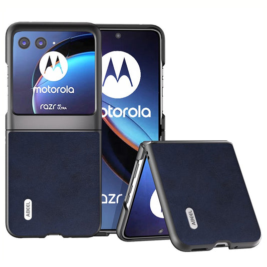 ABEEL For Motorola Razr 40 Ultra 5G PU Leather Coated Hard PC Phone Case Cowhide Texture Back Cover - Blue