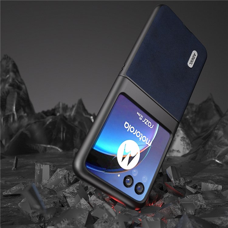 ABEEL For Motorola Razr 40 Ultra 5G PU Leather Coated Hard PC Phone Case Cowhide Texture Back Cover - Blue