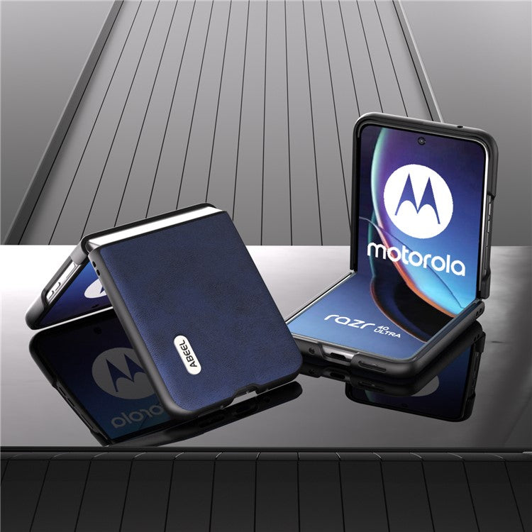 ABEEL For Motorola Razr 40 Ultra 5G PU Leather Coated Hard PC Phone Case Cowhide Texture Back Cover - Blue