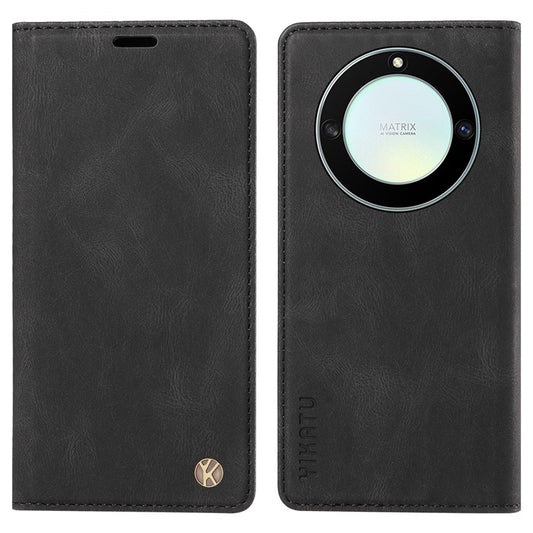 YIKATU YK-004 For Honor X40 5G / X9a 5G / Magic5 Lite 5G Anti-drop Leather Cover Wallet Stand Phone Case - Black