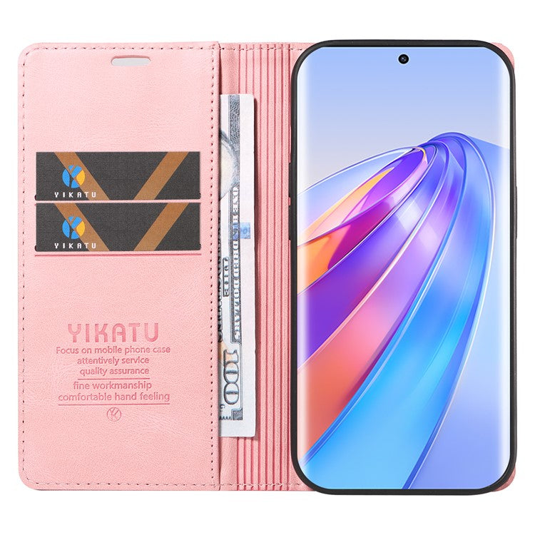 YIKATU YK-004 For Honor X40 5G / X9a 5G / Magic5 Lite 5G Anti-drop Leather Cover Wallet Stand Phone Case - Pink