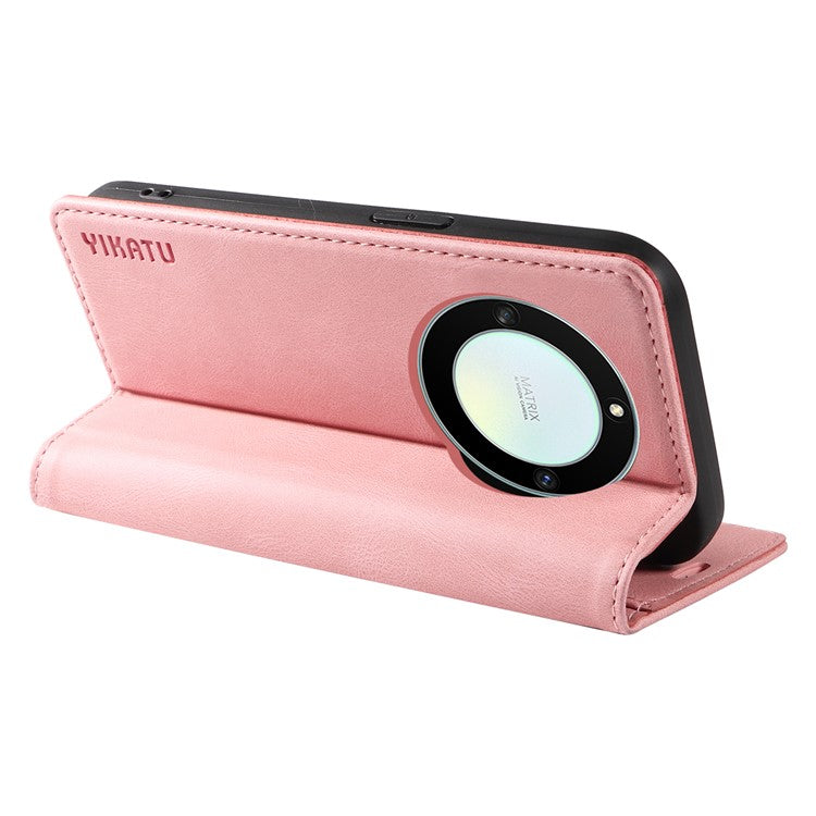YIKATU YK-004 For Honor X40 5G / X9a 5G / Magic5 Lite 5G Anti-drop Leather Cover Wallet Stand Phone Case - Pink