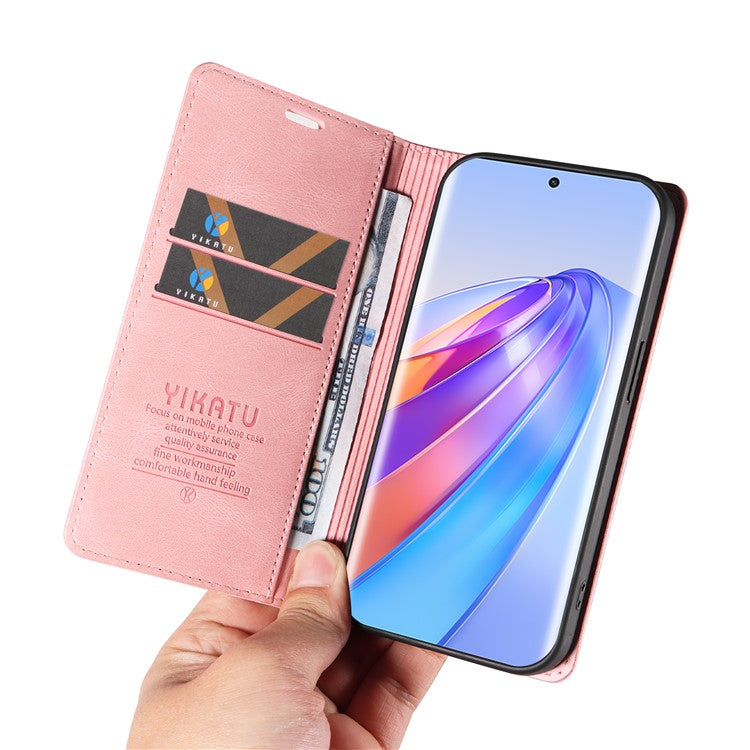 YIKATU YK-004 For Honor X40 5G / X9a 5G / Magic5 Lite 5G Anti-drop Leather Cover Wallet Stand Phone Case - Pink