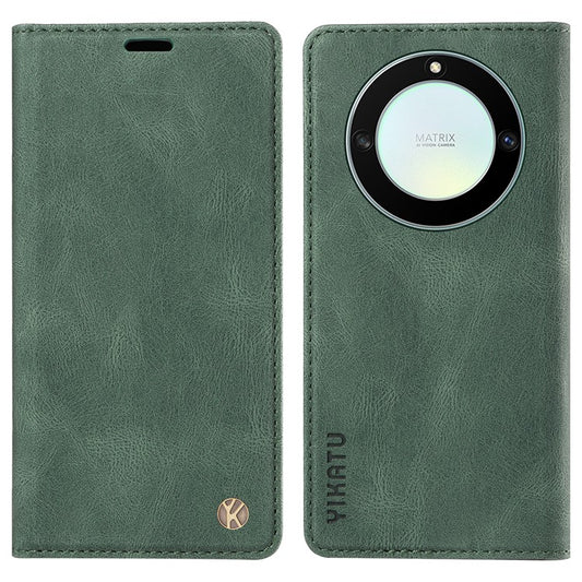 YIKATU YK-004 For Honor X40 5G / X9a 5G / Magic5 Lite 5G Anti-drop Leather Cover Wallet Stand Phone Case - Green