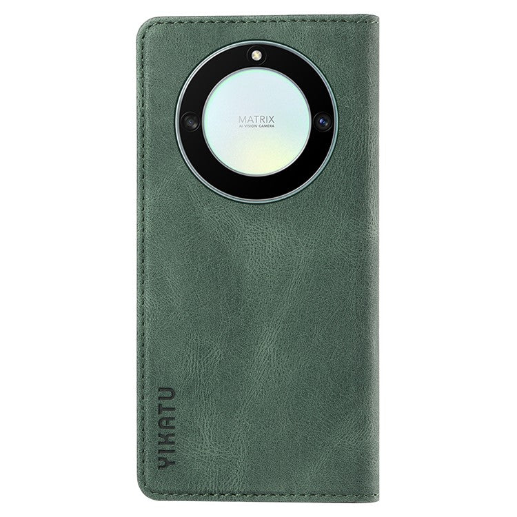 YIKATU YK-004 For Honor X40 5G / X9a 5G / Magic5 Lite 5G Anti-drop Leather Cover Wallet Stand Phone Case - Green