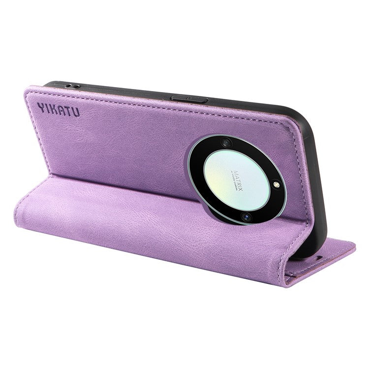 YIKATU YK-004 For Honor X40 5G / X9a 5G / Magic5 Lite 5G Anti-drop Leather Cover Wallet Stand Phone Case - Purple