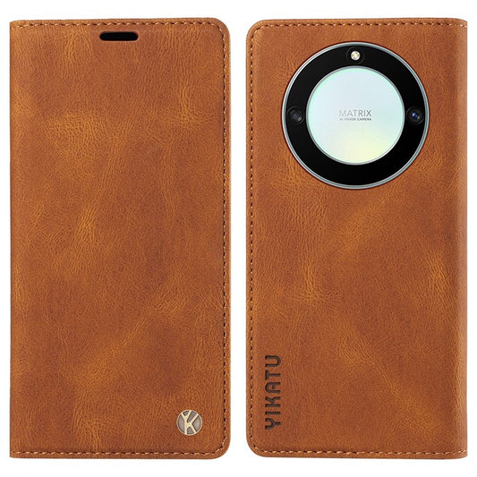 YIKATU YK-004 For Honor X40 5G / X9a 5G / Magic5 Lite 5G Anti-drop Leather Cover Wallet Stand Phone Case - Brown