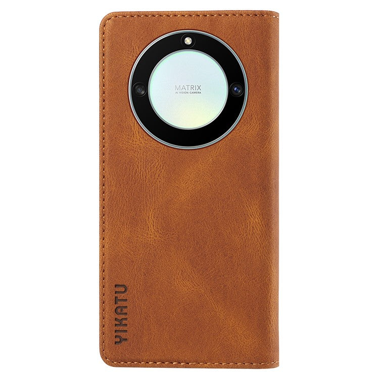 YIKATU YK-004 For Honor X40 5G / X9a 5G / Magic5 Lite 5G Anti-drop Leather Cover Wallet Stand Phone Case - Brown
