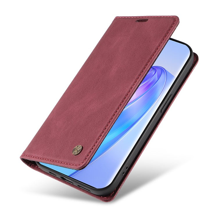 YIKATU YK-004 For Honor X40 5G / X9a 5G / Magic5 Lite 5G Anti-drop Leather Cover Wallet Stand Phone Case - Wine Red