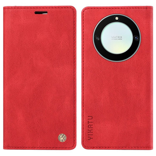 YIKATU YK-004 For Honor X40 5G / X9a 5G / Magic5 Lite 5G Anti-drop Leather Cover Wallet Stand Phone Case - Red