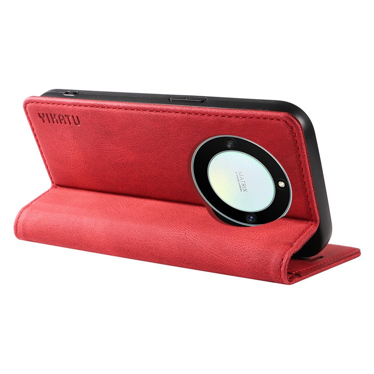 YIKATU YK-004 For Honor X40 5G / X9a 5G / Magic5 Lite 5G Anti-drop Leather Cover Wallet Stand Phone Case - Red