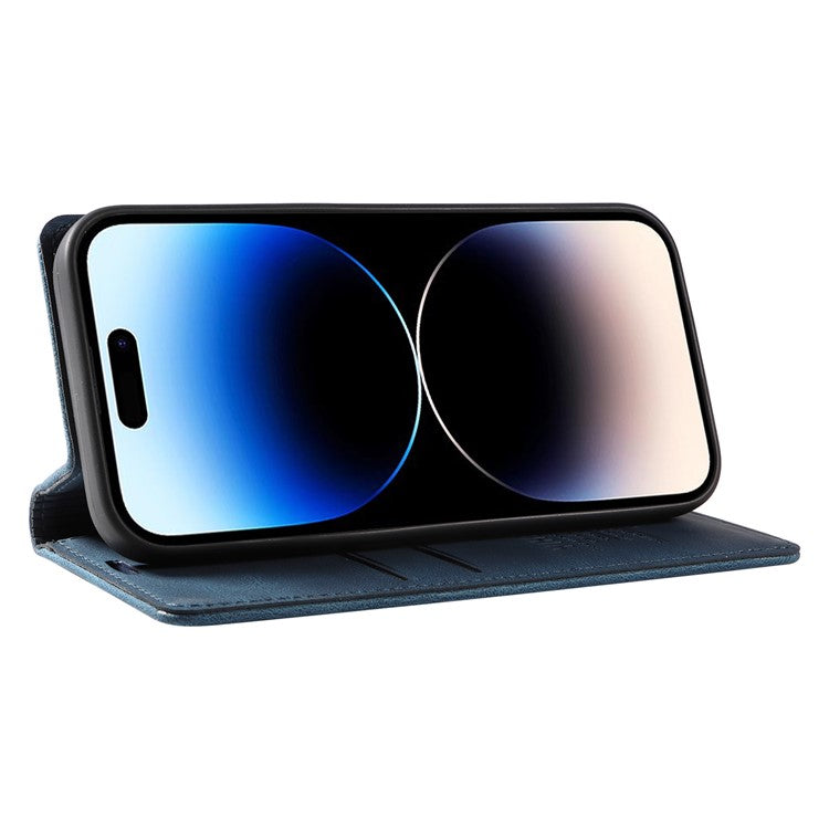 YIKATU YK-004 For iPhone 14 Pro Max PU Leather Wallet Cover Magnetic Closing Phone Case with Stand - Blue