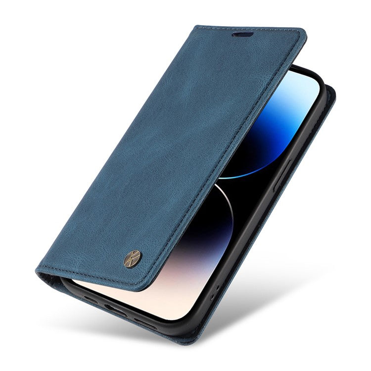 YIKATU YK-004 For iPhone 14 Pro Max PU Leather Wallet Cover Magnetic Closing Phone Case with Stand - Blue