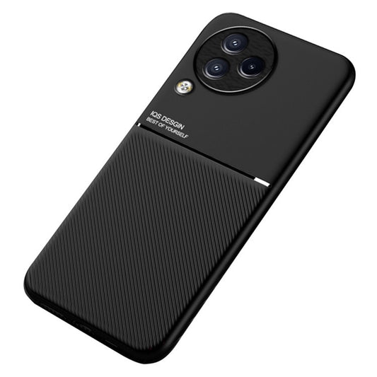 Lines Imprinted Phone Cover for Xiaomi Civi 3 5G , Leather+TPU Case with Built-in Magnetic Holder Metal Sheet - Black