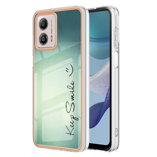 YB IMD Series-19 Style D For Motorola Moto G53 5G / G23 4G / G13 4G TPU Back Shell 2.0mm Electroplating IMD Pattern Printing Cover Phone Case - Keep Smile