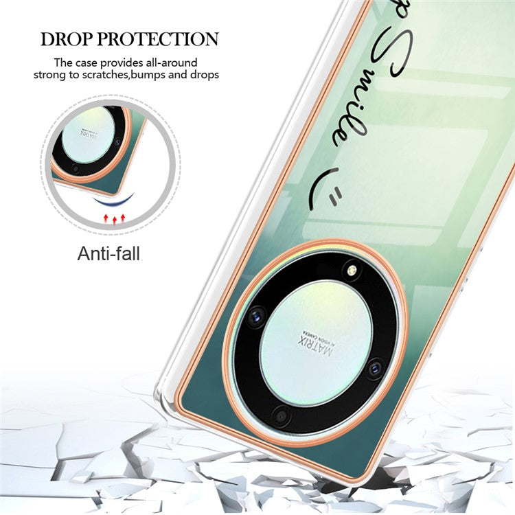YB IMD Series-19 Style D For Honor X40 5G / X9a 5G / Magic5 Lite 5G IMD Pattern Anti-drop Cover 2.0mm TPU Electroplating Phone Case - Keep Smile