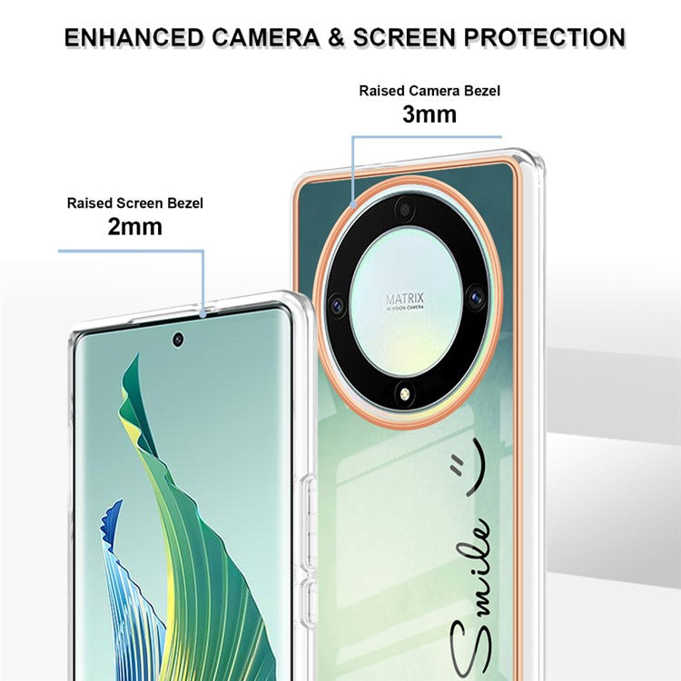 YB IMD Series-19 Style D For Honor X40 5G / X9a 5G / Magic5 Lite 5G IMD Pattern Anti-drop Cover 2.0mm TPU Electroplating Phone Case - Keep Smile