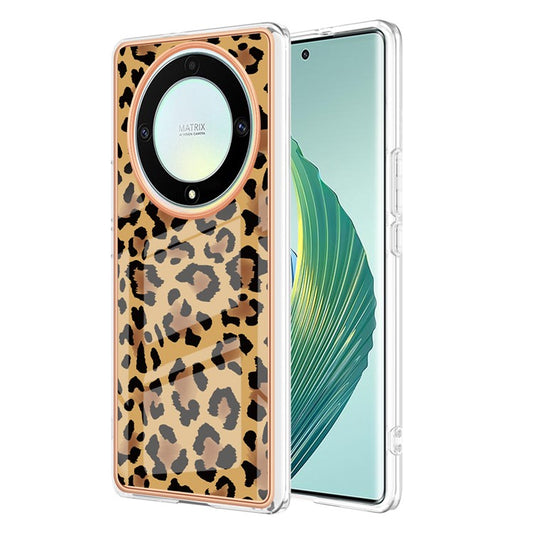 YB IMD Series-19 Style D For Honor X40 5G / X9a 5G / Magic5 Lite 5G IMD Pattern Anti-drop Cover 2.0mm TPU Electroplating Phone Case - Leopard Print