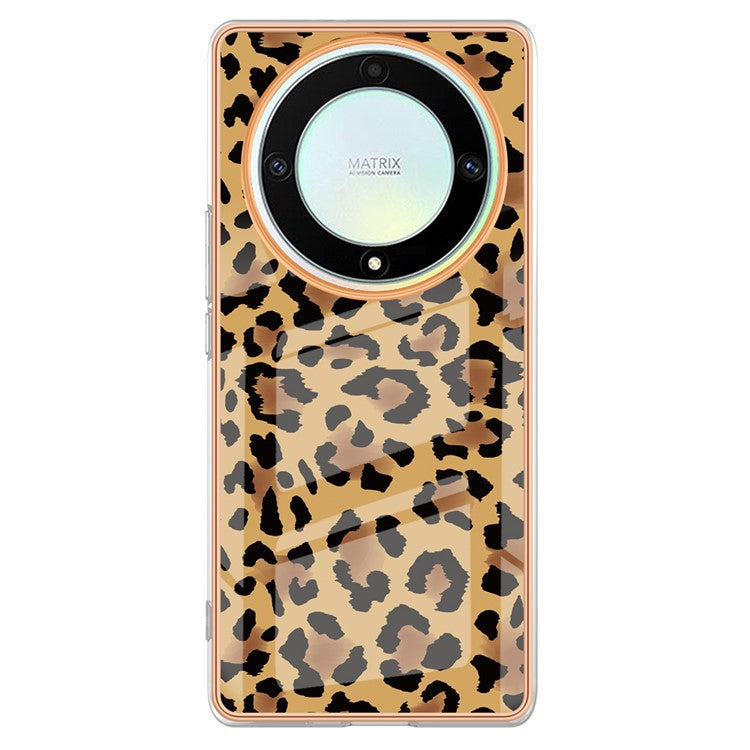 YB IMD Series-19 Style D For Honor X40 5G / X9a 5G / Magic5 Lite 5G IMD Pattern Anti-drop Cover 2.0mm TPU Electroplating Phone Case - Leopard Print