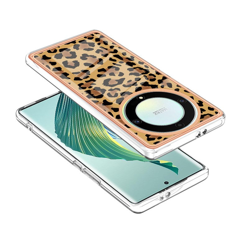 YB IMD Series-19 Style D For Honor X40 5G / X9a 5G / Magic5 Lite 5G IMD Pattern Anti-drop Cover 2.0mm TPU Electroplating Phone Case - Leopard Print