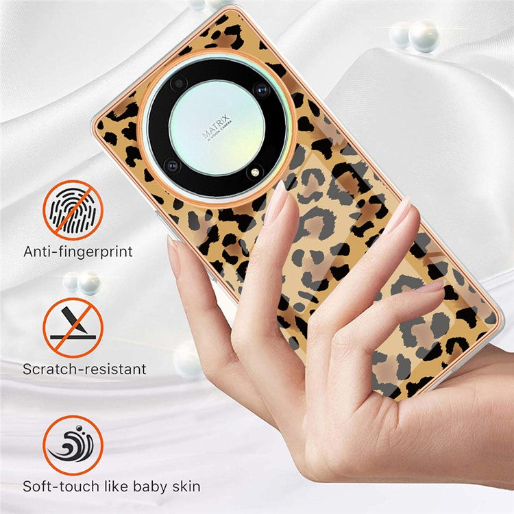 YB IMD Series-19 Style D For Honor X40 5G / X9a 5G / Magic5 Lite 5G IMD Pattern Anti-drop Cover 2.0mm TPU Electroplating Phone Case - Leopard Print