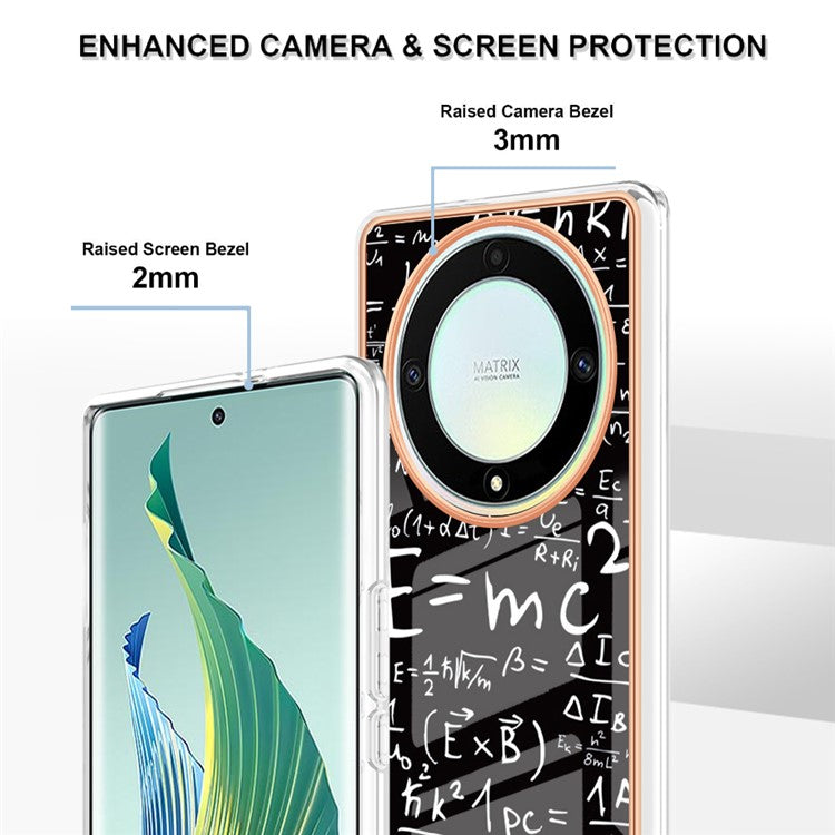 YB IMD Series-19 Style D For Honor X40 5G / X9a 5G / Magic5 Lite 5G IMD Pattern Anti-drop Cover 2.0mm TPU Electroplating Phone Case - Equation