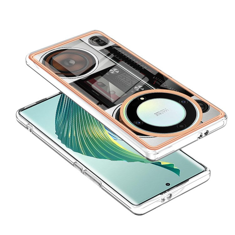 YB IMD Series-19 Style D For Honor X40 5G / X9a 5G / Magic5 Lite 5G IMD Pattern Anti-drop Cover 2.0mm TPU Electroplating Phone Case - Radio