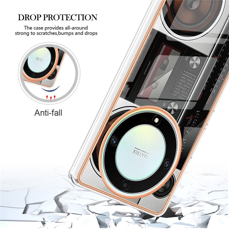 YB IMD Series-19 Style D For Honor X40 5G / X9a 5G / Magic5 Lite 5G IMD Pattern Anti-drop Cover 2.0mm TPU Electroplating Phone Case - Radio