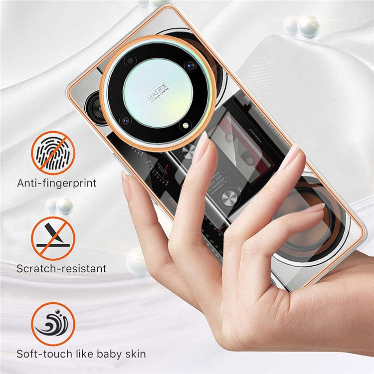 YB IMD Series-19 Style D For Honor X40 5G / X9a 5G / Magic5 Lite 5G IMD Pattern Anti-drop Cover 2.0mm TPU Electroplating Phone Case - Radio