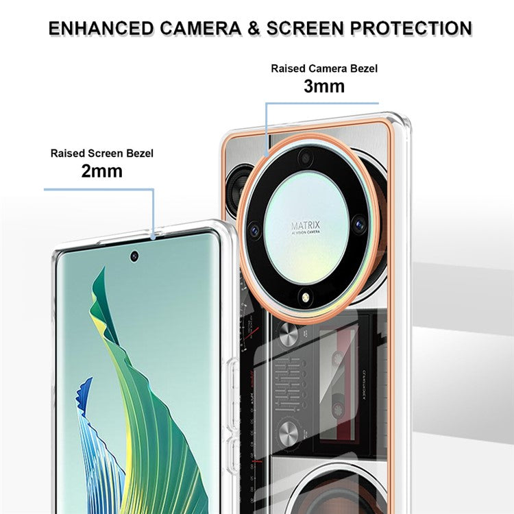 YB IMD Series-19 Style D For Honor X40 5G / X9a 5G / Magic5 Lite 5G IMD Pattern Anti-drop Cover 2.0mm TPU Electroplating Phone Case - Radio