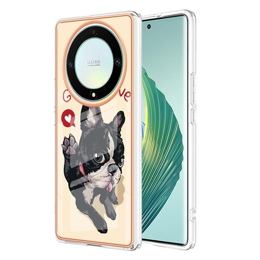 YB IMD Series-19 Style D For Honor X40 5G / X9a 5G / Magic5 Lite 5G IMD Pattern Anti-drop Cover 2.0mm TPU Electroplating Phone Case - Dog