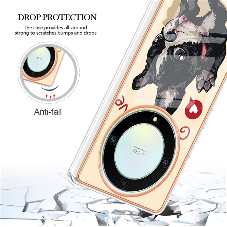YB IMD Series-19 Style D For Honor X40 5G / X9a 5G / Magic5 Lite 5G IMD Pattern Anti-drop Cover 2.0mm TPU Electroplating Phone Case - Dog