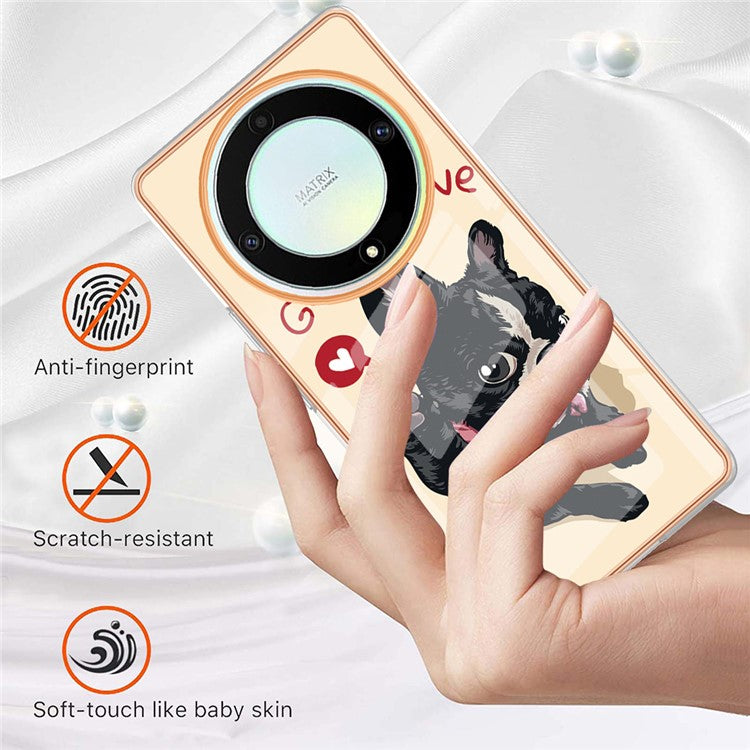 YB IMD Series-19 Style D For Honor X40 5G / X9a 5G / Magic5 Lite 5G IMD Pattern Anti-drop Cover 2.0mm TPU Electroplating Phone Case - Dog