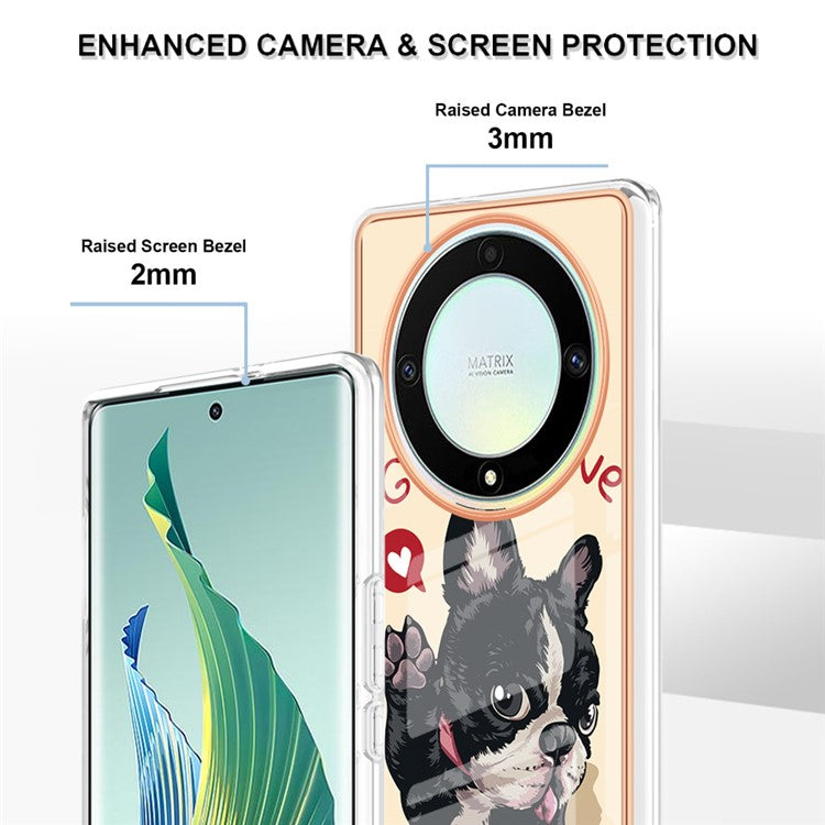 YB IMD Series-19 Style D For Honor X40 5G / X9a 5G / Magic5 Lite 5G IMD Pattern Anti-drop Cover 2.0mm TPU Electroplating Phone Case - Dog