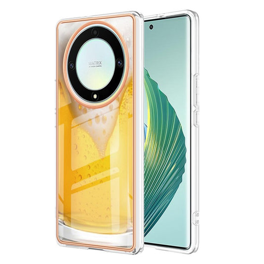 YB IMD Series-19 Style D For Honor X40 5G / X9a 5G / Magic5 Lite 5G IMD Pattern Anti-drop Cover 2.0mm TPU Electroplating Phone Case - Beer