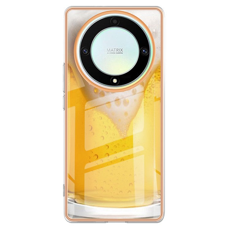 YB IMD Series-19 Style D For Honor X40 5G / X9a 5G / Magic5 Lite 5G IMD Pattern Anti-drop Cover 2.0mm TPU Electroplating Phone Case - Beer