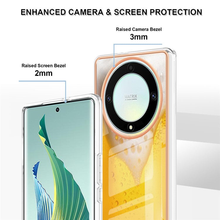 YB IMD Series-19 Style D For Honor X40 5G / X9a 5G / Magic5 Lite 5G IMD Pattern Anti-drop Cover 2.0mm TPU Electroplating Phone Case - Beer