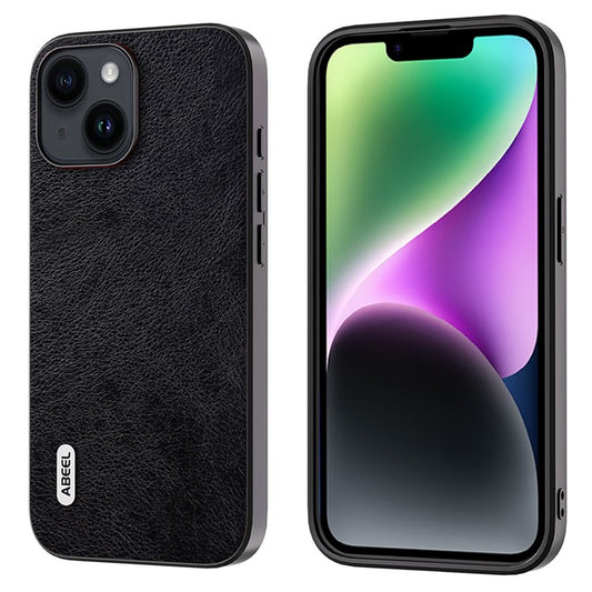 ABEEL For iPhone 14 PU Leather+TPU Phone Cover Anti-Scratch Mobile Phone Case Litchi Texture Shell - Black