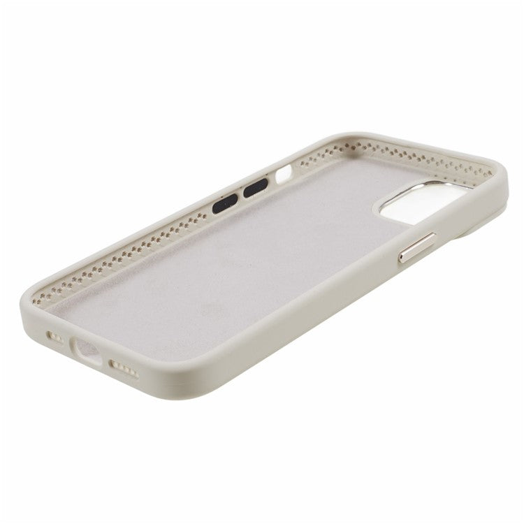 For iPhone 14 Liquid Silicone+PC Phone Case Aluminum Alloy Camera Frame Scratch Proof Back Cover - Antique White