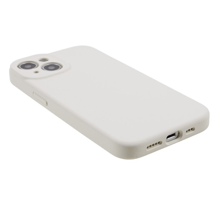 Liquid Silicone+PC Phone Case for iPhone 14 Plus , Anti-scratch Precise Cutout Phone Cover - White