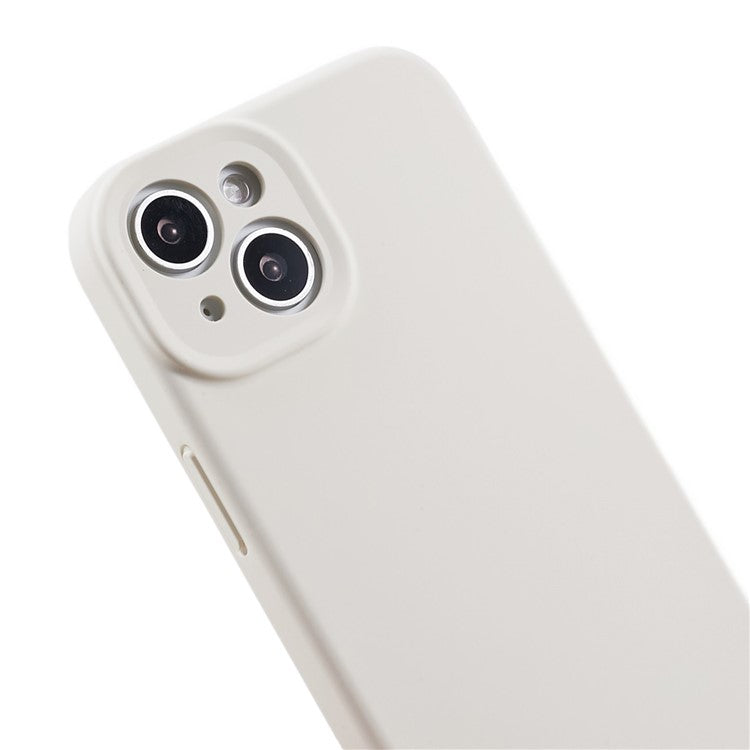 Liquid Silicone+PC Phone Case for iPhone 14 Plus , Anti-scratch Precise Cutout Phone Cover - White
