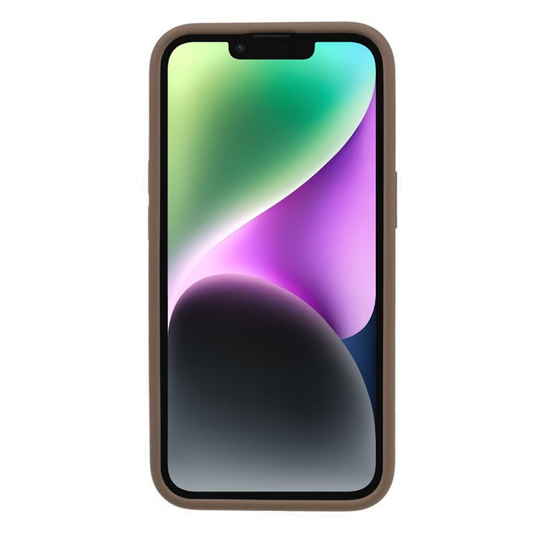 Liquid Silicone+PC Phone Case for iPhone 14 Plus , Anti-scratch Precise Cutout Phone Cover - Khaki