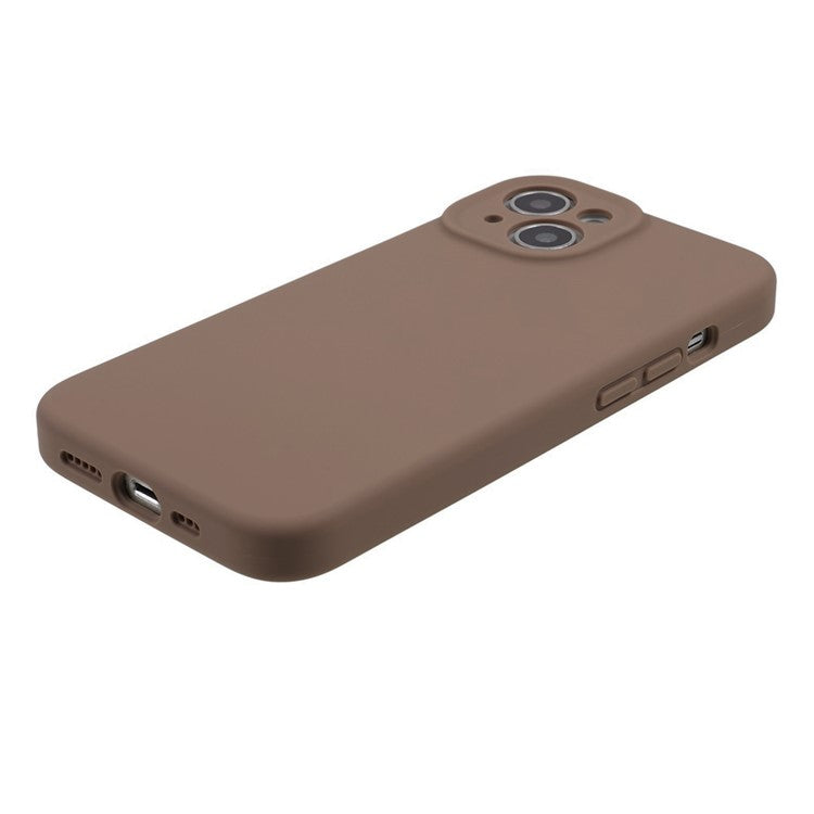 Liquid Silicone+PC Phone Case for iPhone 14 Plus , Anti-scratch Precise Cutout Phone Cover - Khaki
