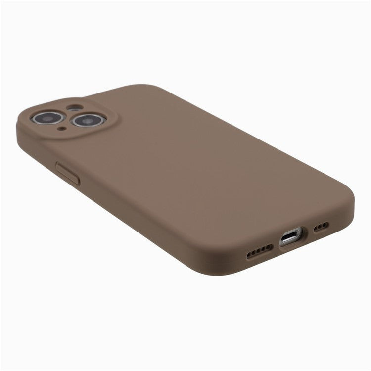 Liquid Silicone+PC Phone Case for iPhone 14 Plus , Anti-scratch Precise Cutout Phone Cover - Khaki