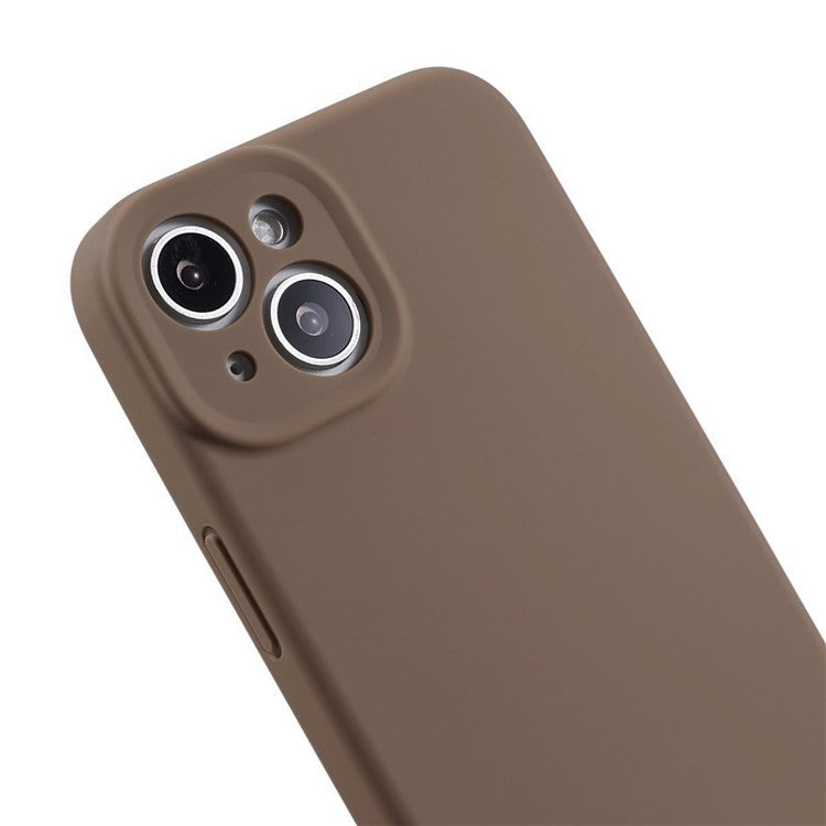 Liquid Silicone+PC Phone Case for iPhone 14 Plus , Anti-scratch Precise Cutout Phone Cover - Khaki