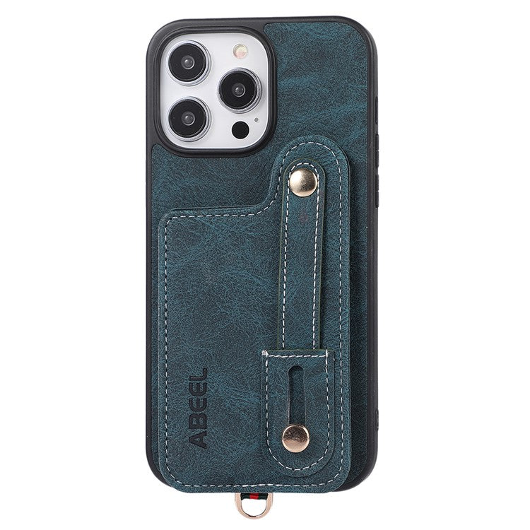 ABEEL Style 03 For iPhone 14 Pro PU+TPU+PC Protective Case Card Holder Kickstand Phone Case - Blue