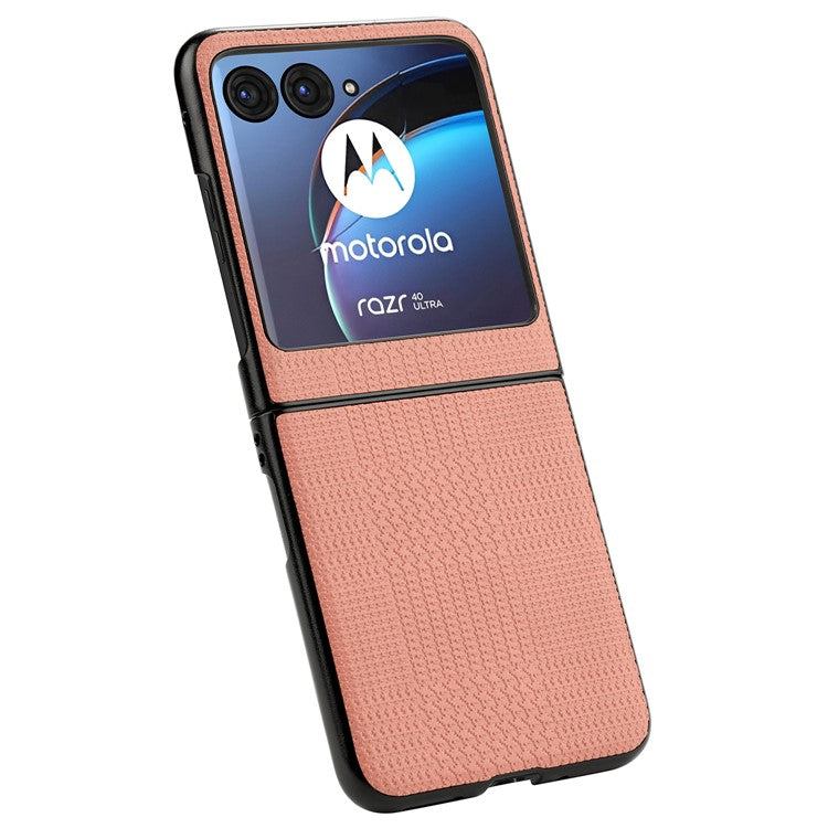 VILI TH Series For Motorola Razr 40 Ultra 5G Anti-drop Phone Case PU Leather Coated PC+TPU Phone Cover - Pink