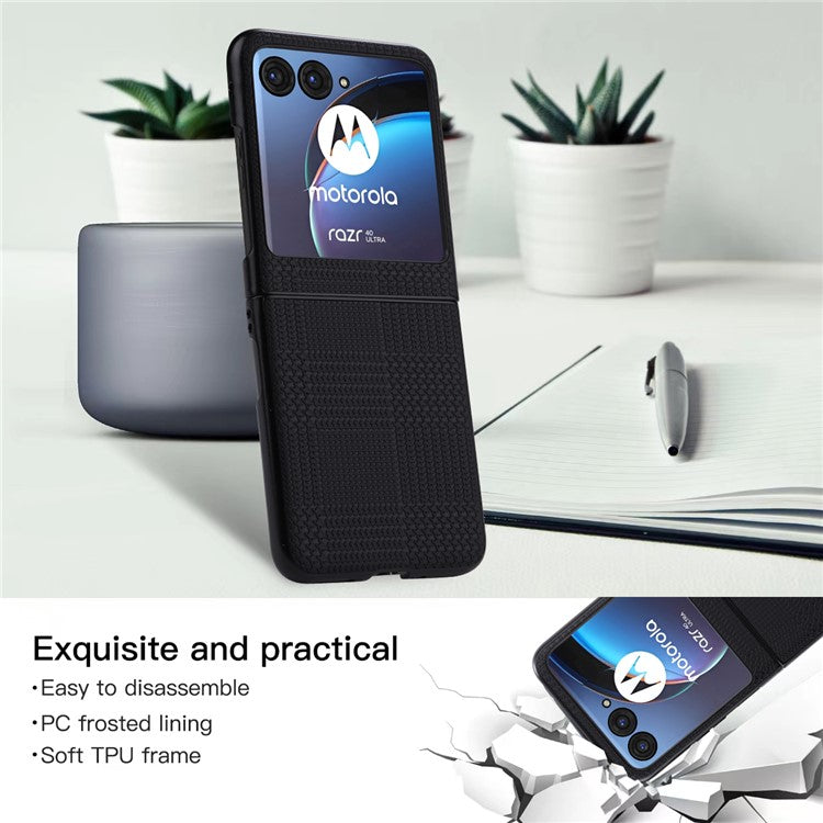 VILI TH Series For Motorola Razr 40 Ultra 5G Anti-drop Phone Case PU Leather Coated PC+TPU Phone Cover - Black