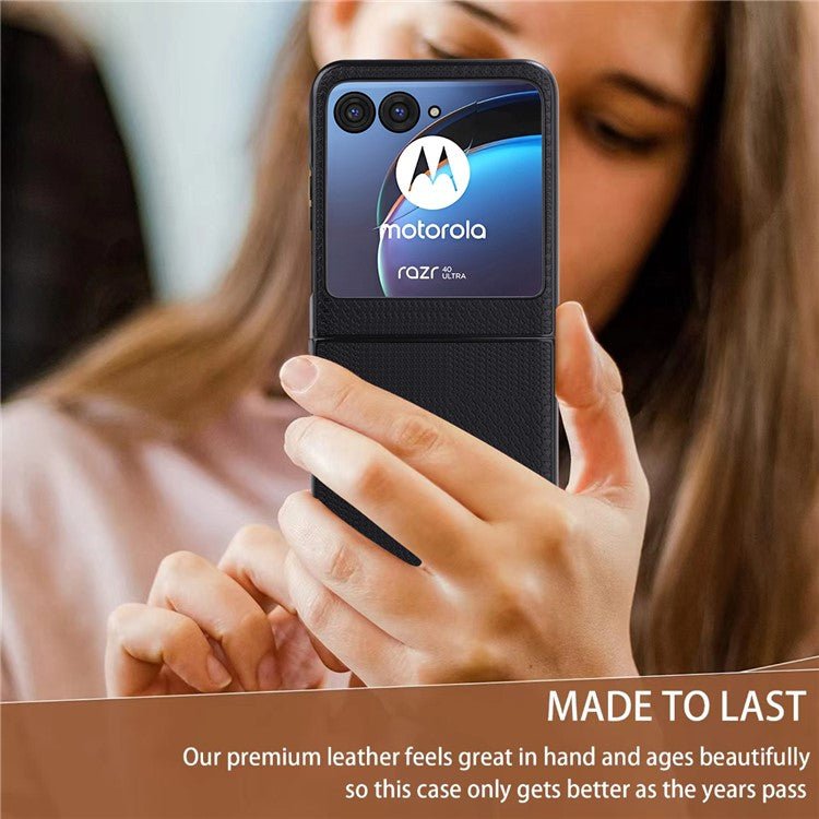 VILI TH Series For Motorola Razr 40 Ultra 5G Anti-drop Phone Case PU Leather Coated PC+TPU Phone Cover - Black