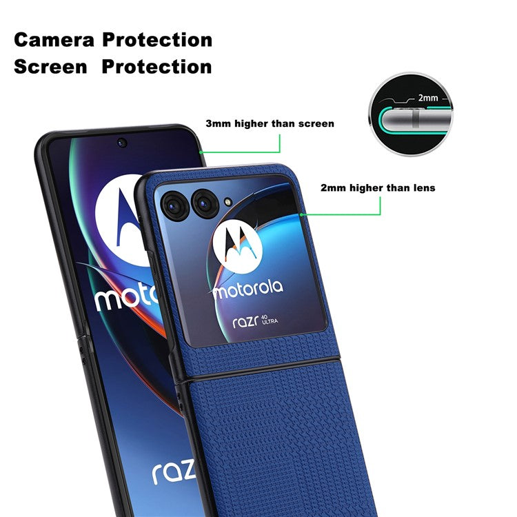 VILI TH Series For Motorola Razr 40 Ultra 5G Anti-drop Phone Case PU Leather Coated PC+TPU Phone Cover - Blue